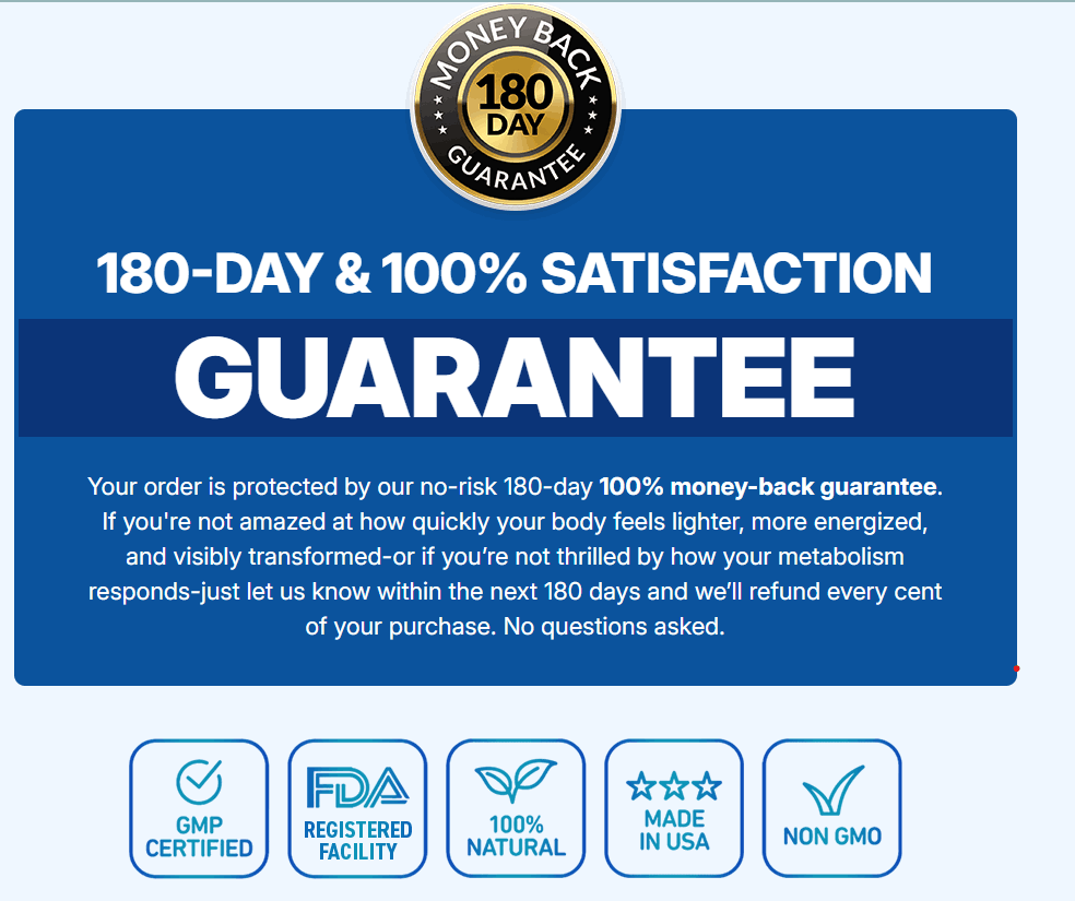 Risk free 180 day satisfaction guarantee badge